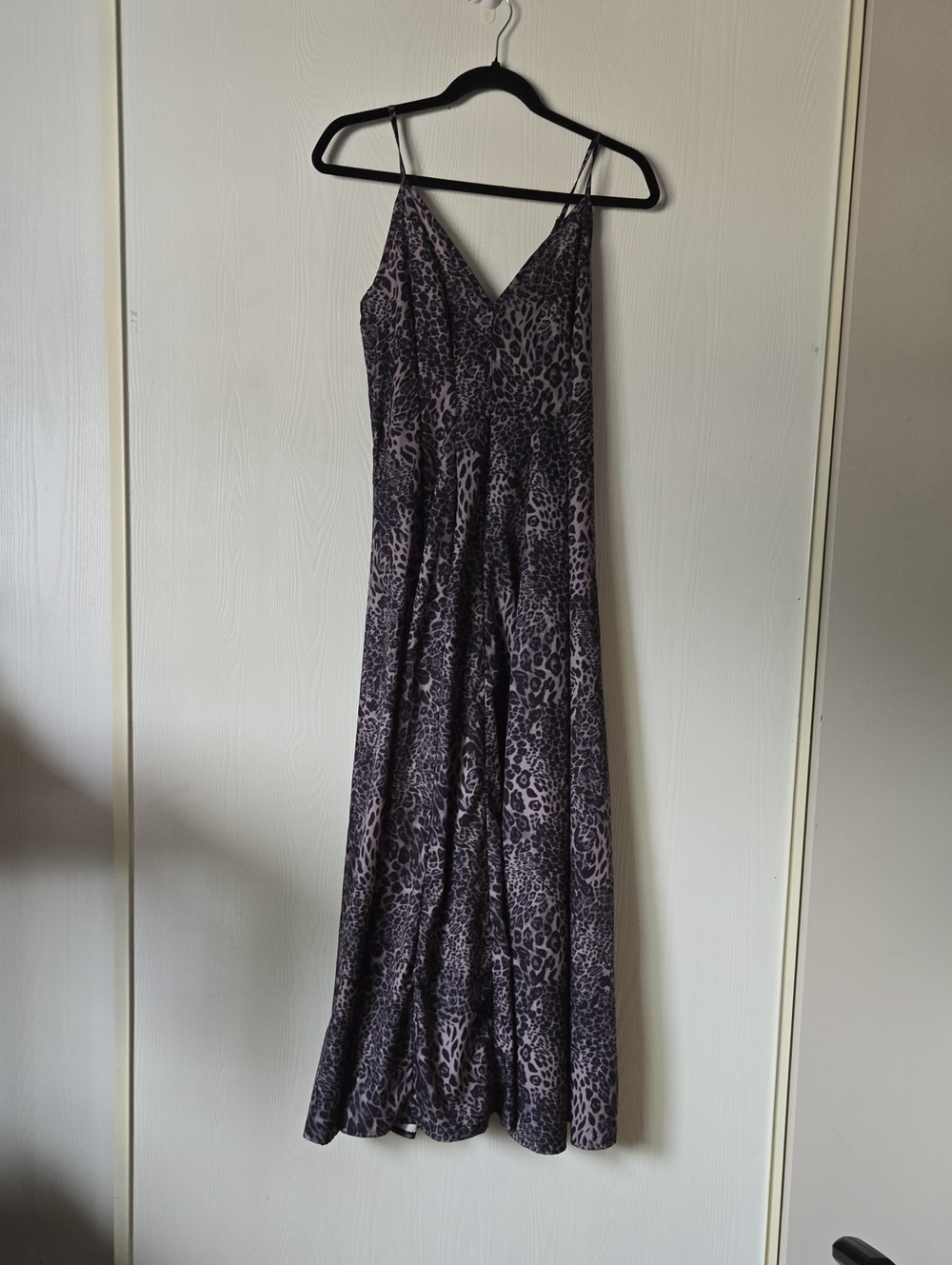 SHEIN Purplish Grey Leopard Print Maxi Slip Dress